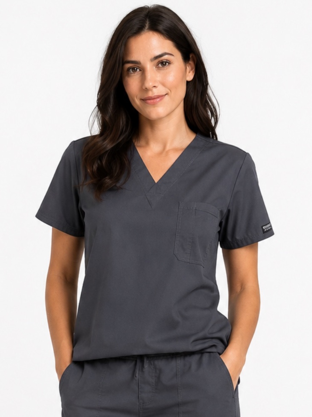Cherokee Workwear Revolution Women’s Gray V-Neck Scrub Top Size Large